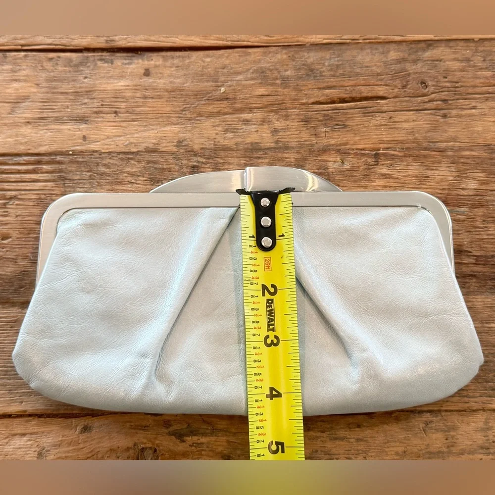 HOBO Hayward Clutch Purse in Pearlized Whisper Blue